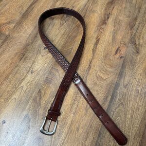 Fossil Woven Leather Belt Chocolate Brown